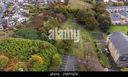 Luftfoto der Stadt Woodthorpe, ein Vorort im Südwesten der Stadt York, North Yorkshire, England, mit einer Luftaufnahme von A Stockfoto