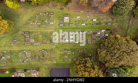 Luftfoto der Stadt Woodthorpe, ein Vorort im Südwesten der Stadt York, North Yorkshire, England, mit einer Luftaufnahme von A Stockfoto