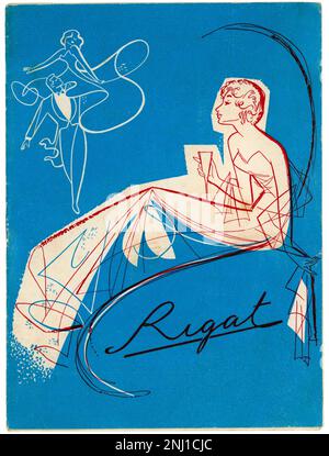 España. Portada del programa de actuaciones de la sala de fiestas Rigat, de Barcelona. Año 1956. Stockfoto