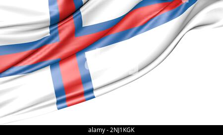 Färöer-Insel-Flagge isoliert auf weißem Hintergrund, Abbildung 3D Stockfoto