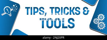 Tipps Tricks Und Tools Blaue Abgerundete Quadrate Symbole Links Rechts Stockfoto