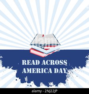 Lesen Sie das Buch „Around America Day“-Burst-Design, moderne Hintergrundvektordarstellung Stock Vektor