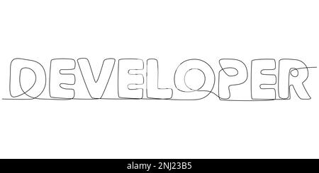 Eine durchgehende Zeile des Entwicklerworts. Vektorkonzept zur Darstellung dünner Linien. Kontur Zeichnen kreativer Ideen. Stock Vektor