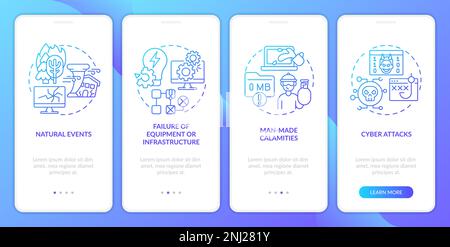 Was ist der Bildschirm für das Onboarding der mobilen App in Disaster Blue Gradient Stock Vektor