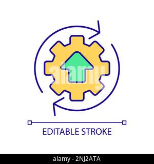 Rotierendes Zahnrad mit RGB-Farbsymbol mit Pfeil nach oben Stock Vektor