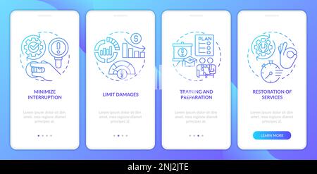 Disaster Recovery Plan profitiert von Blue Gradient Onboarding Mobile App Bildschirm Stock Vektor
