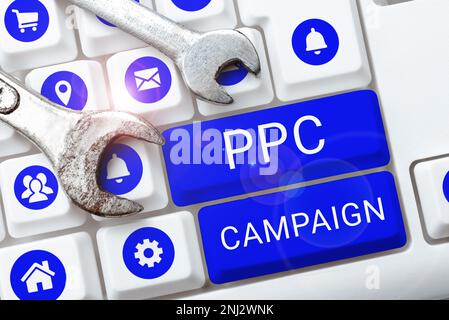 Handschrifttext PPC-Kampagne. Word für die Verwendung von PPC, um ihre Produkte und Dienstleistungen zu bewerben Stockfoto