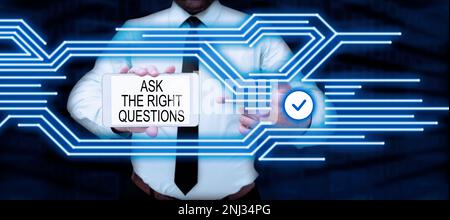 Textüberschrift Präsentation Fragen Sie die richtigen Fragen. Business Showcase Finden Sie eine professionelle Beratung Stockfoto