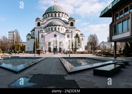 Die Kathedrale der Heiligen Sava in Belgrad, Serbien. Die größte serbisch-orthodoxe Kirche auf dem Balkan. Stockfoto