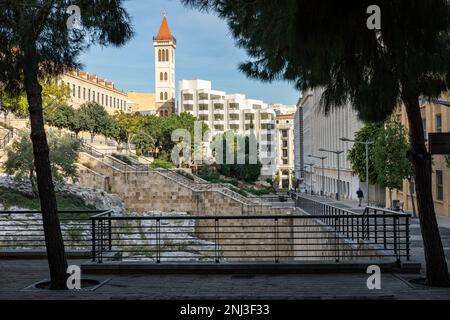 Ruinen der römischen Bäder von Berytus in Beirut, Libanon. Stockfoto