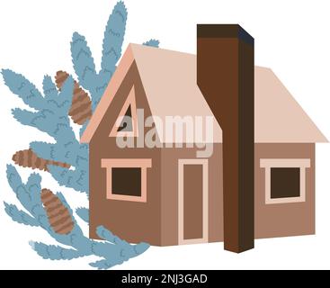 Haus dekoriert mit Weihnachts-Arrangement. Stock Vektor