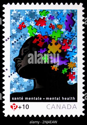 MOSKAU, RUSSLAND - 15. FEBRUAR 2023: Poststempel gedruckt in Kanada zeigt psychische Gesundheit, Serie, circa 2011 Stockfoto