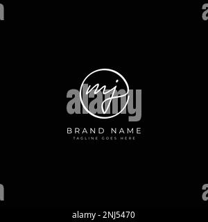 M, J, MJ Anfangsbuchstabe handgeschrieben und Signature-Vektor-Logo. Geschäftsvorlage in Rundform Strichgrafiken Stock Vektor