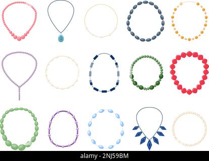 Halsketten für Frauen. Modische Accessoires für Damen, Vektorbilder Stock Vektor