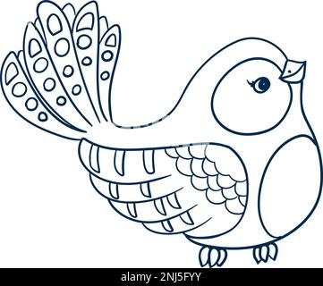 Kleiner Vogel im Cartoon-Stil, Handzeichnung, skizzierte monochrome Vektordarstellung Stock Vektor