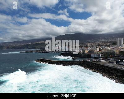 Teneriffa Puerto de la Cruz aus der Vogelperspektive Stockfoto