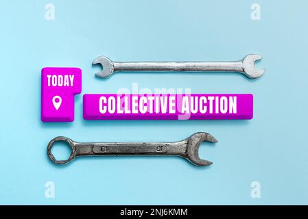 Handschrift Text Collective Auction. Konzeptionelle Fotosammlung und Messung von Informationen über interessante Variablen Stockfoto