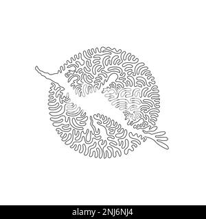 Durchgehende Kurve eine Linienzeichnung von hübscher Seadragon abstrakter Kunst im Kreis. Einzeilige bearbeitbare Strichvektordarstellung von Meerestieren Stock Vektor