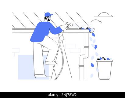 Abstrakte Konzept-Vektor-Illustration für die Reinigung von Dachrinnen. Stock Vektor