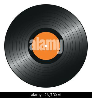 Schallplattenaufzeichnung – LP-Schallplattenvektor-Darstellung des Schallkopfs aus Vinylgramophon auf weiß isoliert Stock Vektor