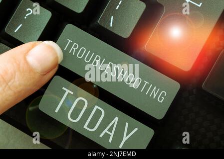 Konzeptionelle Beschriftung Fehlerbehebung. Geschäftsidee eine Untersuchung oder Behandlung der Probleme ist aufgetreten Stockfoto