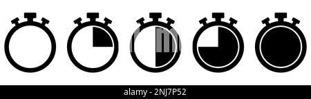 Timer-Symbol-Kollektion. Symbol-Timer auf weißem Hintergrund. Stock Vektor