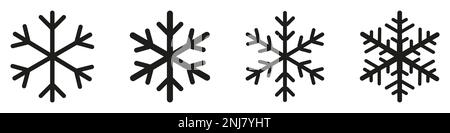 Satz schwarzer Schneeflocken-Symbole. Schwarze Schneeflocke. Schneeflocken-Vorlage. Schneeflocken-Winter. Schneeflocken-Symbole. Snowflake-Vektorsymbol Stock Vektor