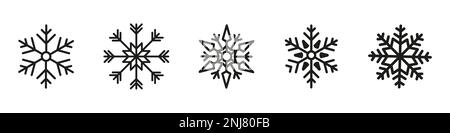 Schneeflocken große Symbole. Flake Crystal Silhouette Kollektion. Frohes neues Jahr, Weihnachten. Schnee, Urlaub, kaltes Wetter, Frost. Stock Vektor