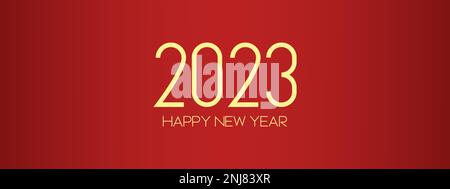 Frohes neues 2023-jähriges elegantes goldenes Schriftbild mit Licht. Minimale Textvorlage. Stock Vektor