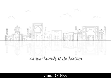 Skizzieren Skyline Panorama der Stadt Samarkand, Usbekistan - Vektor-Illustration Stock Vektor