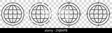 Weltsymbole eingestellt. Weltplanet Earth Icon Kollektion. Globen mit Weltkarten-Symbol. Stock Vektor