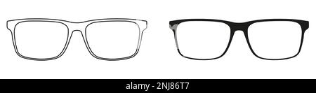 Eine isolierte Brille. Modellsymbole für Vektorbrillen. Sonnenbrille, Brille, isoliert auf weißem Hintergrund. Stock Vektor