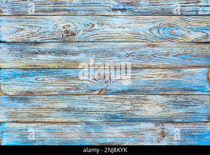 Alte blau bemalte Grunge Holzbohlen Hintergrund, Brett oder Holzzaun Stockfoto