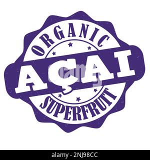 Acai-Beschriftung oder Stempel auf weißem Hintergrund, Vektordarstellung Stock Vektor