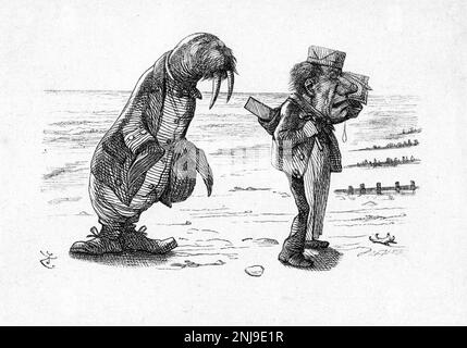 The Walrus and the Carpenter, eine Illustration von Sir John Tenniel für Lewis Carrolls "Through the Looking-Glass, and What Alice Found There", Holzgravierung, 1872 Stockfoto