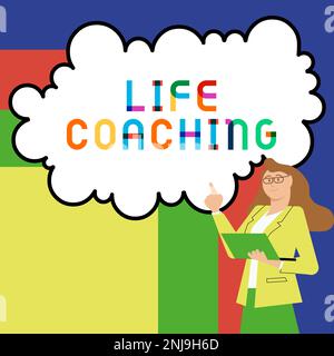 Textüberschrift Präsentieren von Life Coaching. Das Geschäftskonzept „Leben durch Herausforderungen verbessern“ ermutigt uns in unserer Karriere Stockfoto