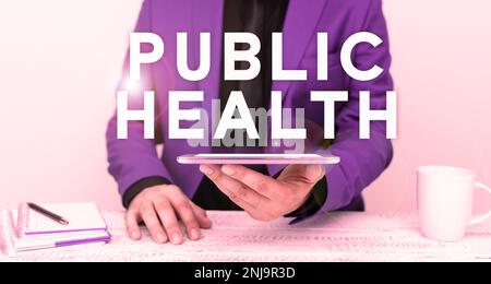 Text zeigt Inspiration Public Health. Wort für die Förderung einer gesunden Lebensweise für die Gemeinschaft und ihre Menschen Stockfoto