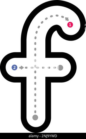 Nachvollziehbarer Buchstabe für Kleinbuchstaben für Vorschreiben mit gepunkteten Linien für Kindergarten- und Vorschulkinder-Arbeitsblatt für Handschriftübungen Stock Vektor