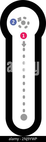 Nachvollziehbarer Buchstabe i Vorschreiben in Kleinbuchstaben gepunktetes Linienelement für Kindergarten- und Vorschulkinder-Arbeitsblatt für Handschriftübungen Stock Vektor