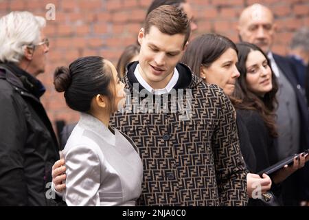 Mailand, Italien. 22. Februar 2023, Gäste der Fendi Fashion Show während der Mailänder Modewoche am 22. Februar 2023 in Mailand, Italien. ©Foto: Cinzia Camela. Stockfoto