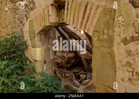 Details der verlassenen und zerstörten Häuser des verlassenen Dorfes Finestres (Ribagorza, Huesca, Aragon, Spanien) ESP: Detalle de Casas abandonadas Stockfoto