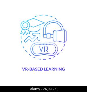 VR-basiertes Lernkonzept mit blauem Farbverlauf Stock Vektor
