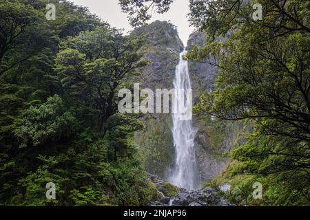 Der Teufelspunchbowl, Arthur's Pass, Südinsel, Neuseeland Stockfoto