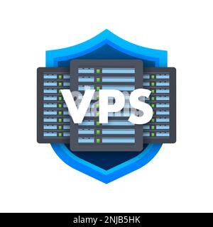 VPS Virtual Private server Web Hosting Services Infrastructure Technology. Vector lieferbar Abbildung. Stock Vektor