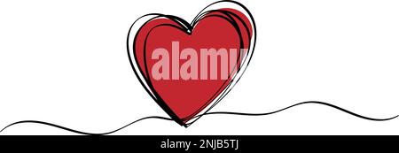 Zeichnung Der Herzlinie. Kontinuierliche Linienzeichnung des Herzens trendige minimalistische Illustration. Love Symbol Eine Linie Abstraktes Minimalistisches Konturzeichnen. Vektor Stock Vektor