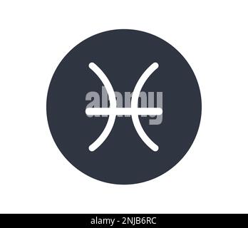Isoliertes astrologisches Pisces-Zeichen in einem schwarzen Kreis. Stock Vektor