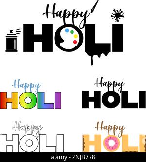 Bunte Explosion für Holi Festival Poster-Banner kreativ. Buntes Gulal Pichkari und Text Happy Holi Stock Vektor