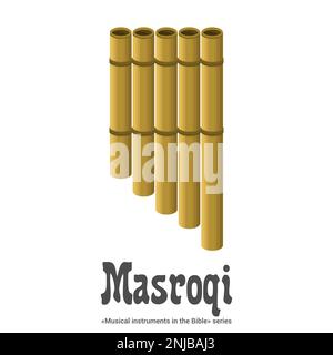 Musikinstrumente in der Bibelreihe. MASROQI ist eine mehrstufige Pfeife Stock Vektor