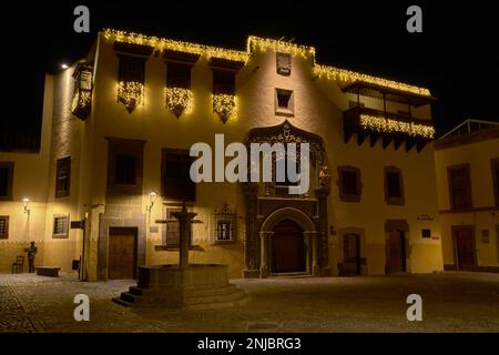 Fassade des Colon's House Museums auf der Insel Gran Canaria, Spanien / Fachada lateral de la Casa Museo De Colón en la isla de Gran Canaria, España Stockfoto