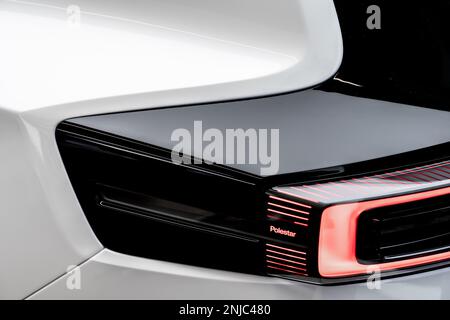 Göteborg, Schweden - november 06 2022: Details eines weißen 2023 Polestar 3 Elektro-SUV Stockfoto